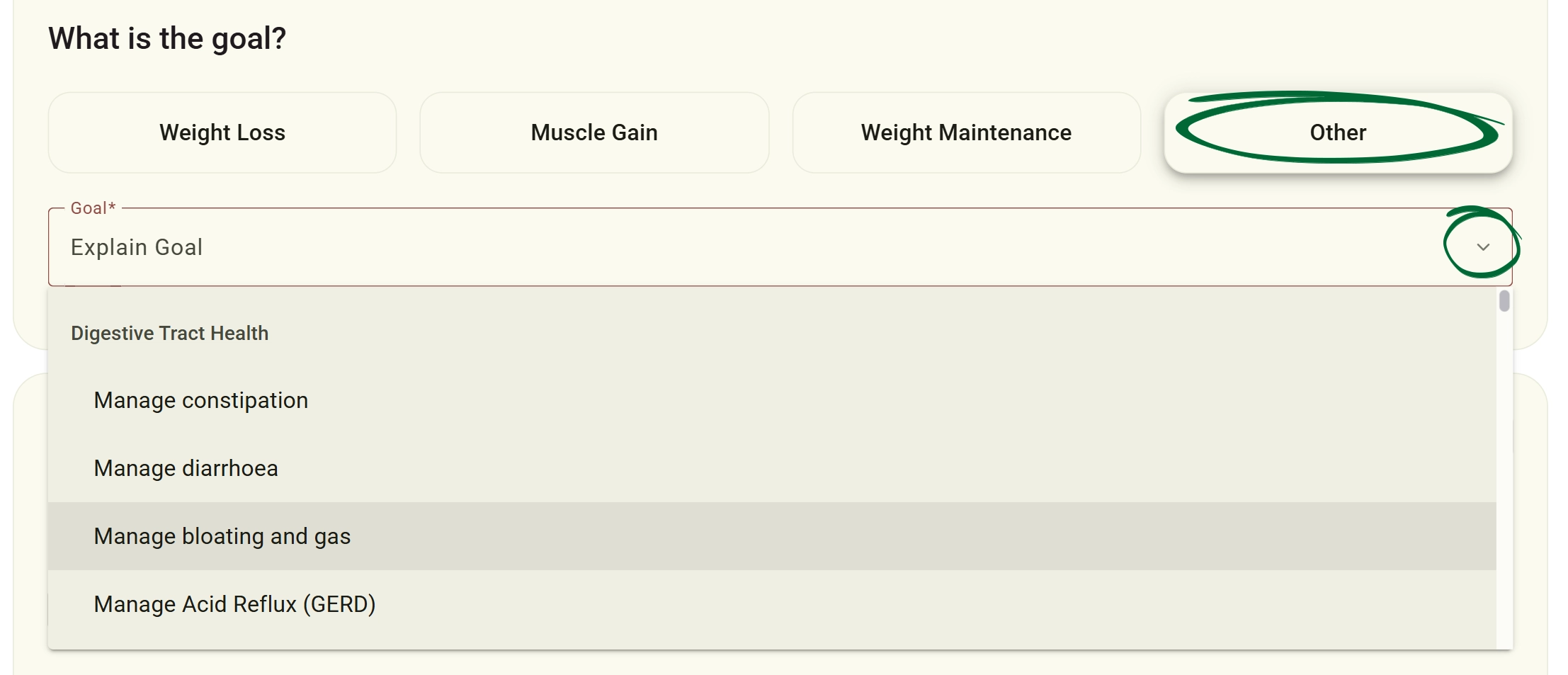 Set Plan Goal screenshot